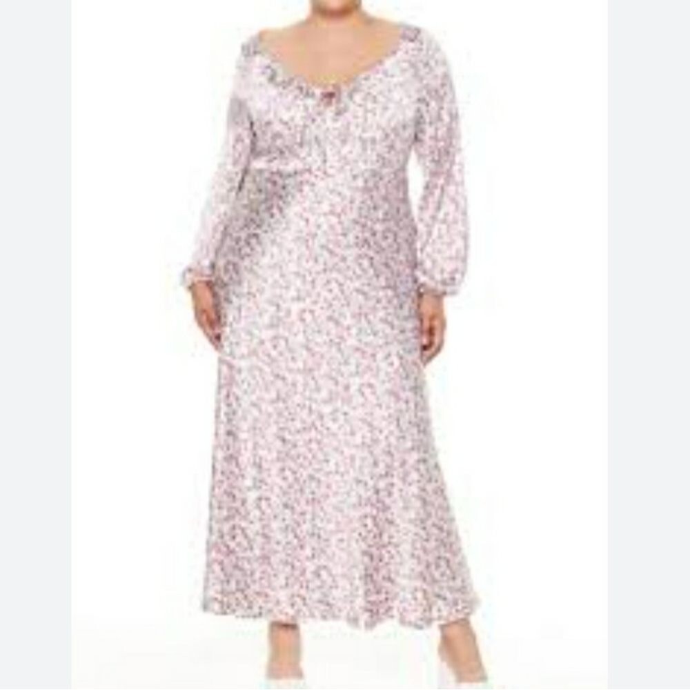 Forever 21 Lavender Satin Ruched Maxi Dress 3X